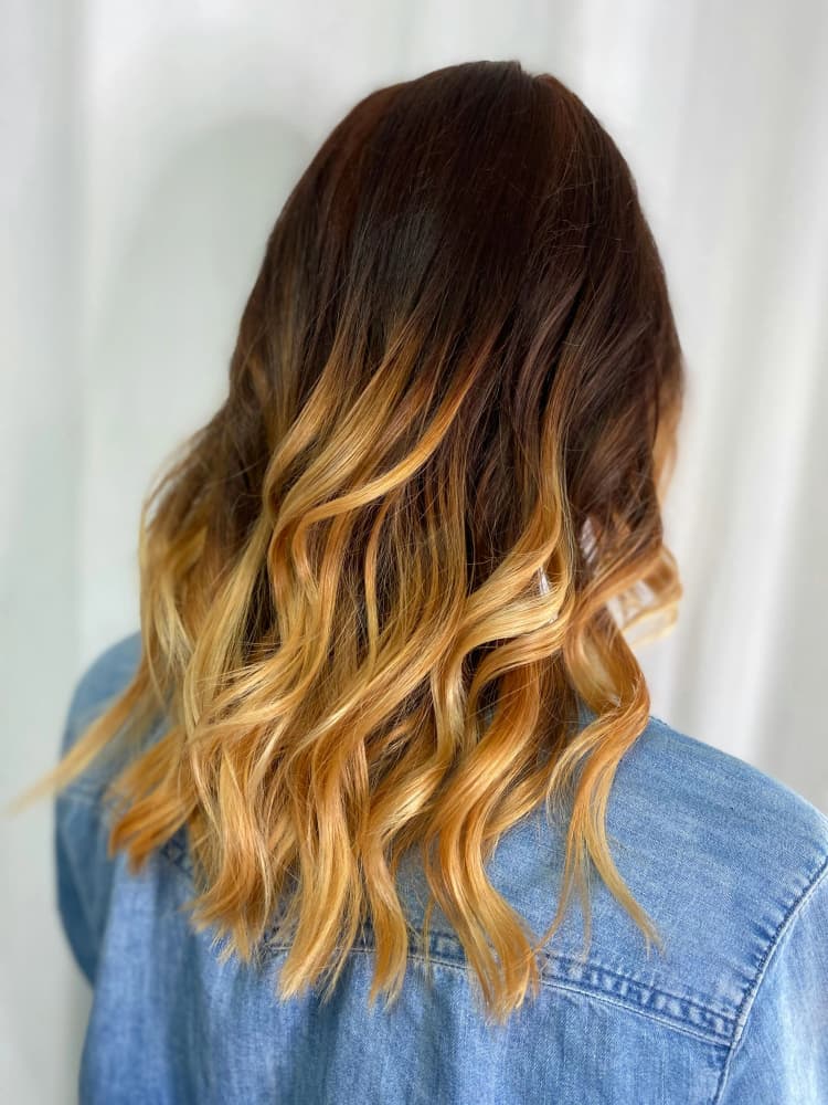 Woman with curled hair