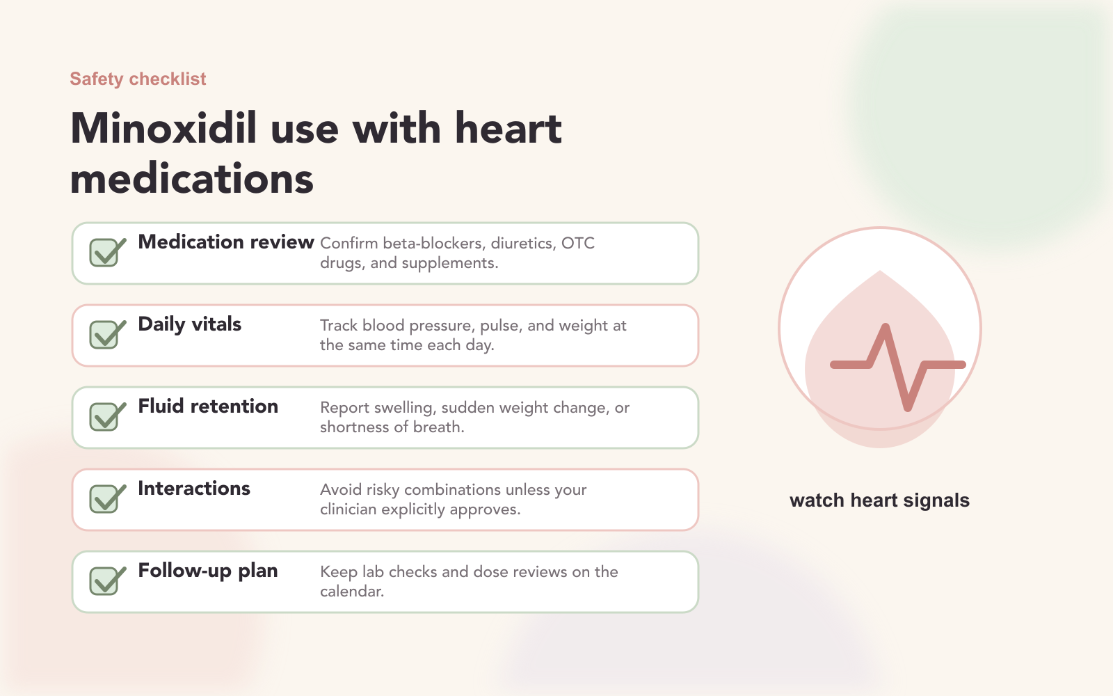 Safe Minoxidil Use with Heart Medications: Complete Safety Checklist