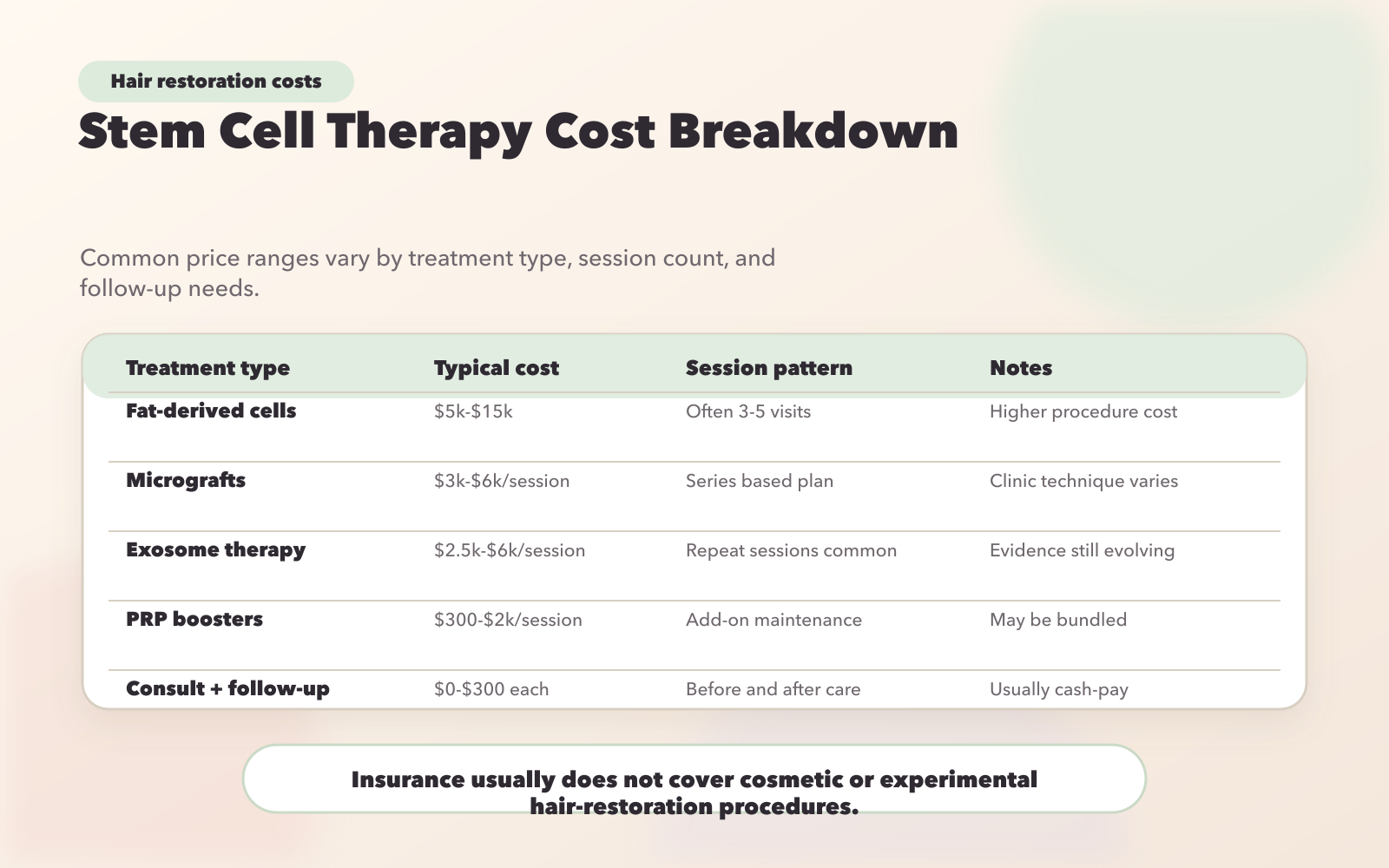 Stem Cell Therapy Cost Breakdown by Treatment Type and Sessions