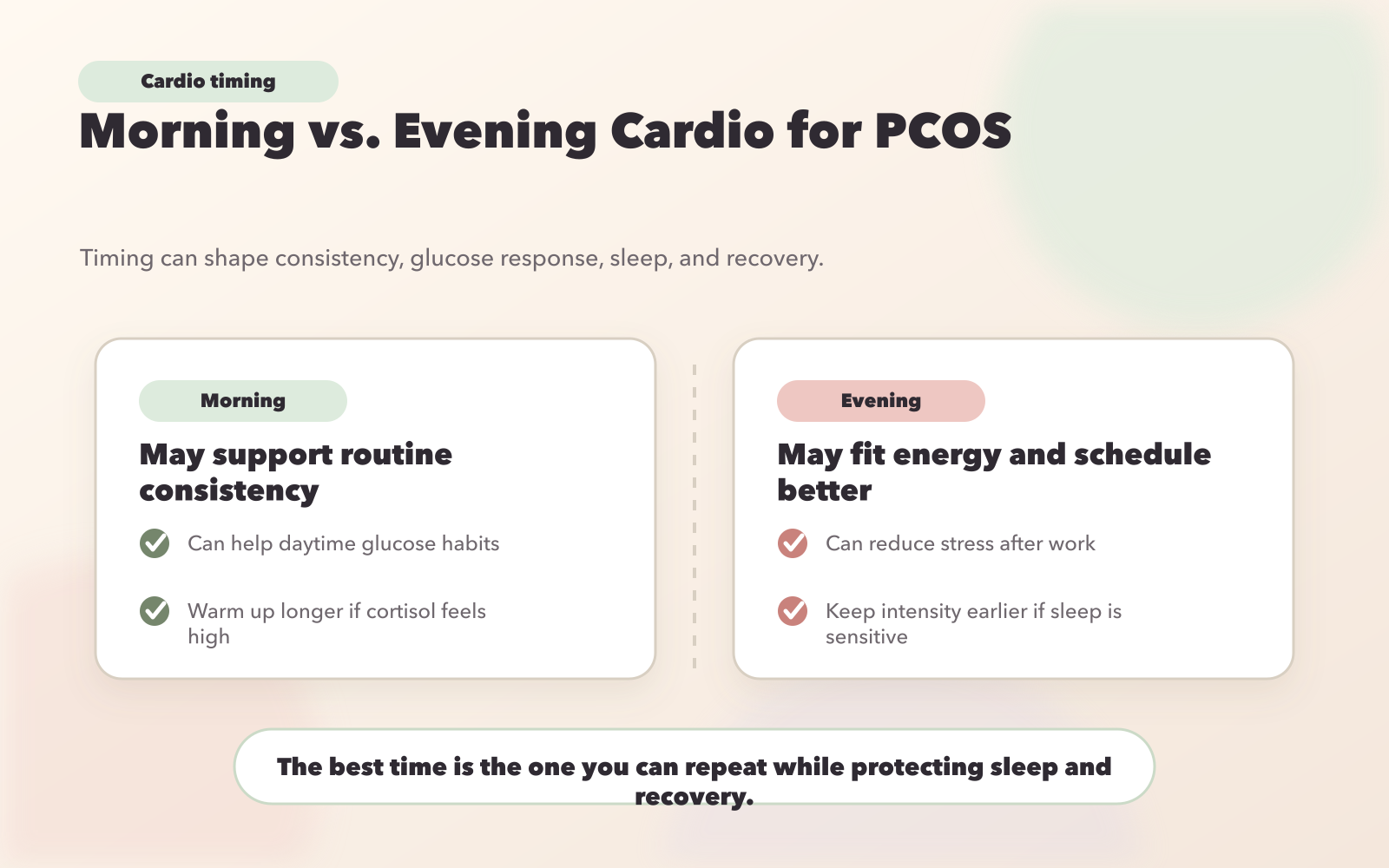 Best Cardio Timing for PCOS: Morning vs Evening Benefits Comparison