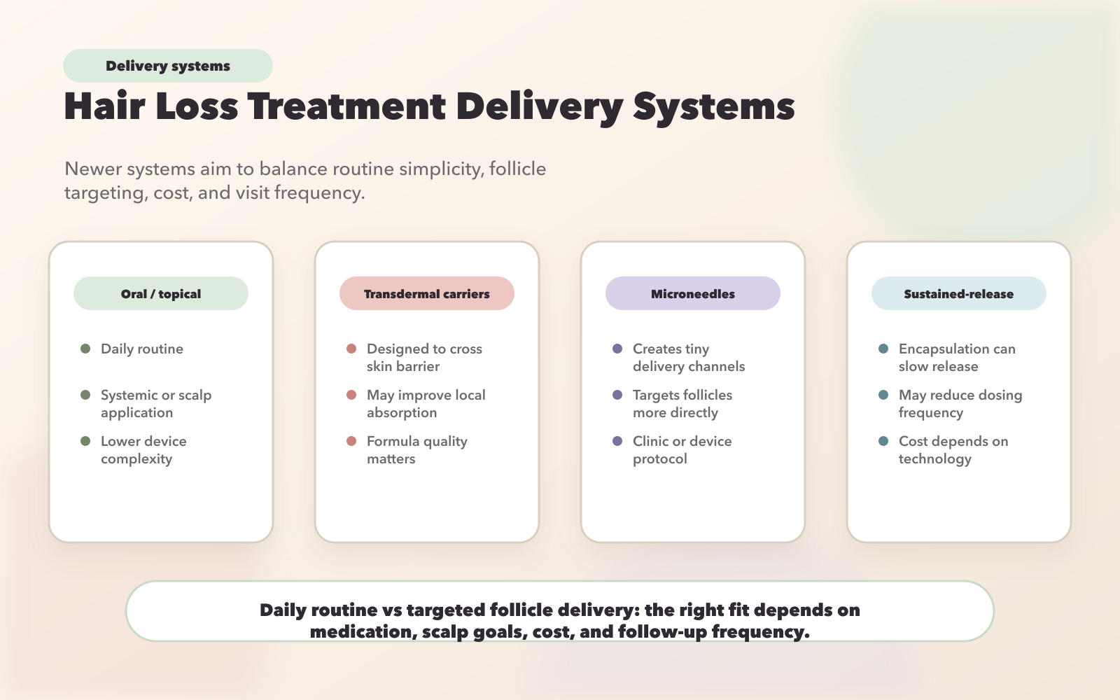 Hair Loss Treatment Delivery Systems Comparison: Frequency, Duration & Cost